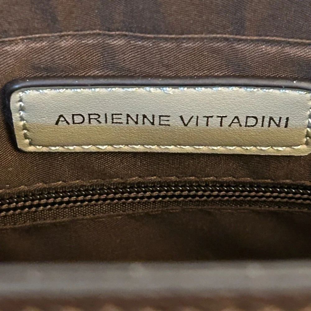ADRIENNE VITTADINI Signature Collection Brown PU Leather Designer Tote Bag